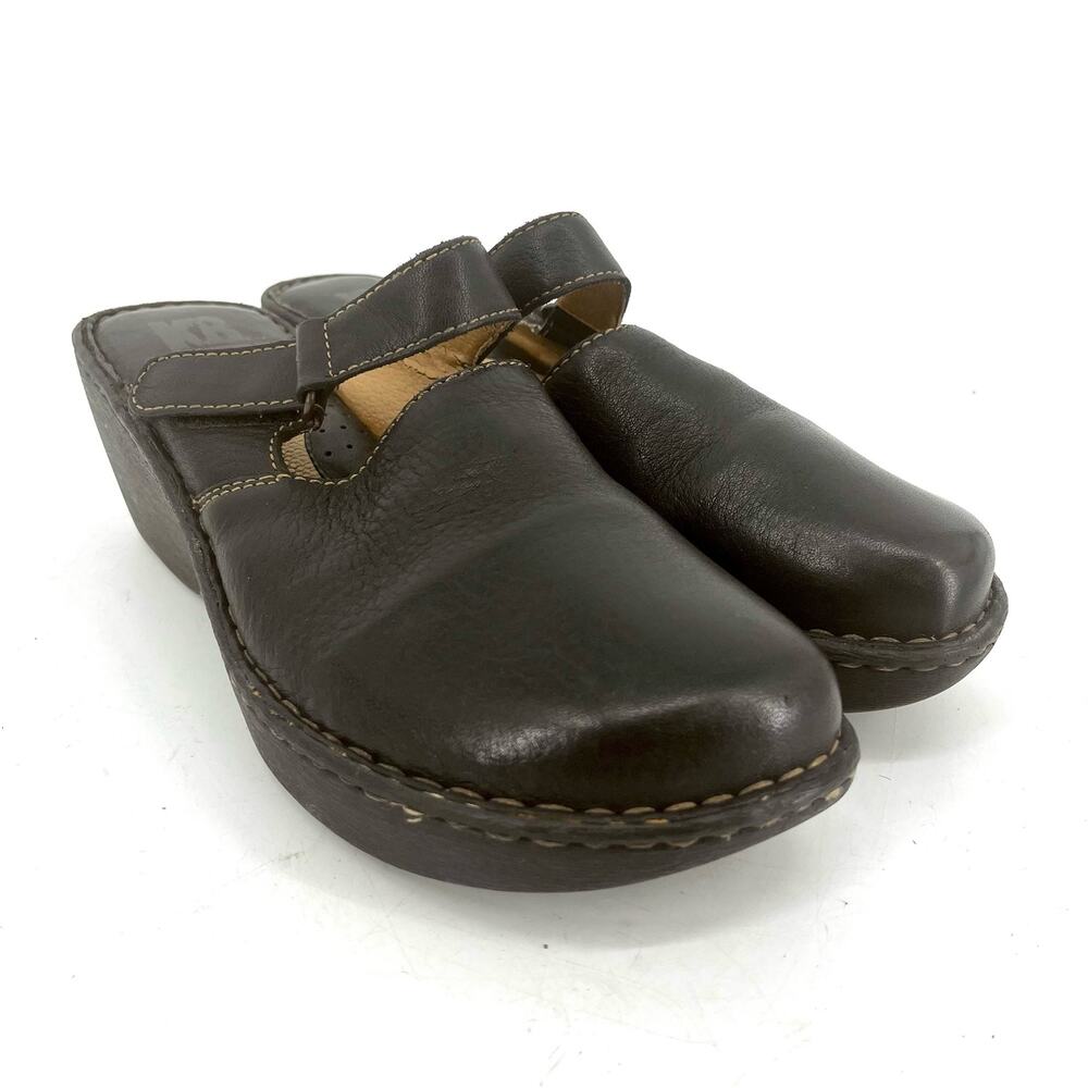 KB Company black leather Basil wedge mules (11)‎